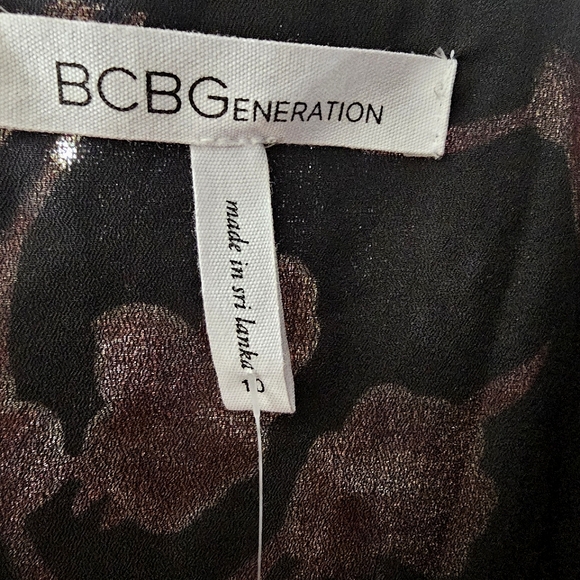 Nwt BCBG Black Velvet / Peach Floral Sleeveless Highslits Maxidress - Picture 3 of 17